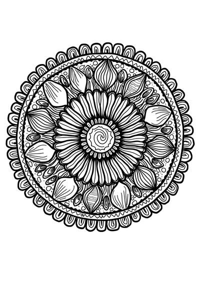 Meerestiefe Mandala, Ausmalbild zum kostenlosen Ausdrucken