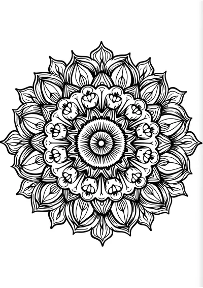 Sommerblumen Mandala, Ausmalbild zum kostenlosen Ausdrucken