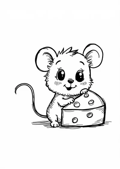 Ausmalbild Maus mit Käse, Ausmalbild zum kostenlosen Ausdrucken