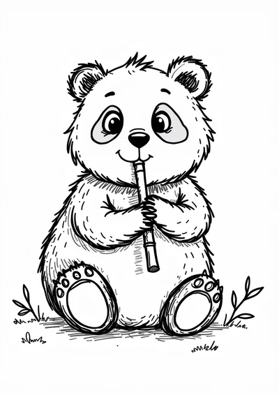 Ausmalbild Panda mit Bambus, Ausmalbild zum kostenlosen Ausdrucken