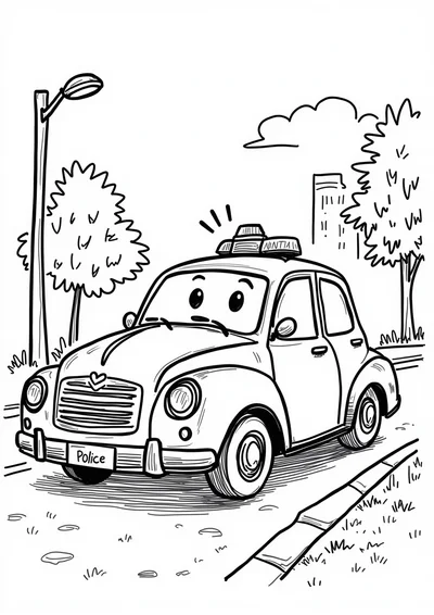 Ausmalbild Polizeiauto im Einsatz, Ausmalbild zum kostenlosen Ausdrucken