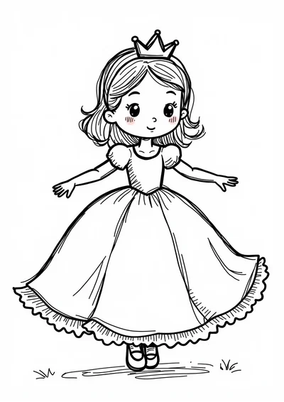 Ausmalbild Prinzessin im Ballkleid, Ausmalbild zum kostenlosen Ausdrucken