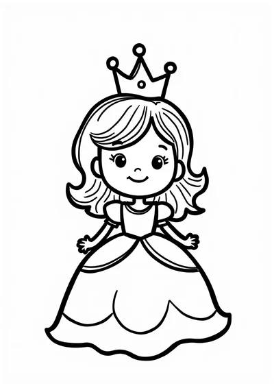 Ausmalbild Prinzessin mit Krone, Ausmalbild zum kostenlosen Ausdrucken