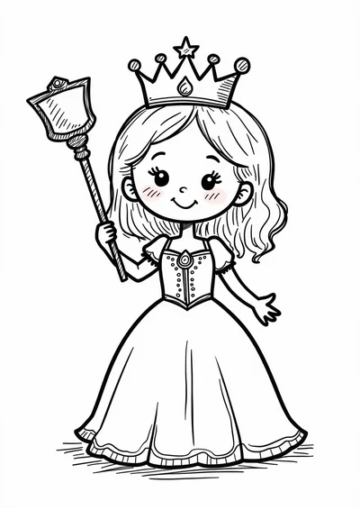Prinzessin mit Zepter, Ausmalbild zum kostenlosen Ausdrucken