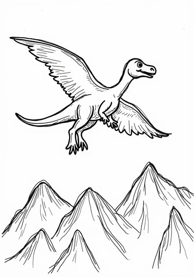 Ausmalbild Pteranodon im Flug, Ausmalbild zum kostenlosen Ausdrucken