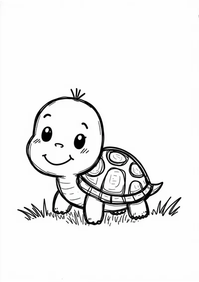 Ausmalbild Schildkröte im Gras, Ausmalbild zum kostenlosen Ausdrucken