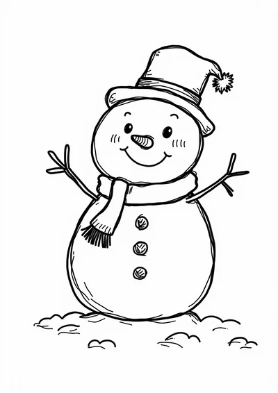 Schneemann, Ausmalbild zum kostenlosen Ausdrucken