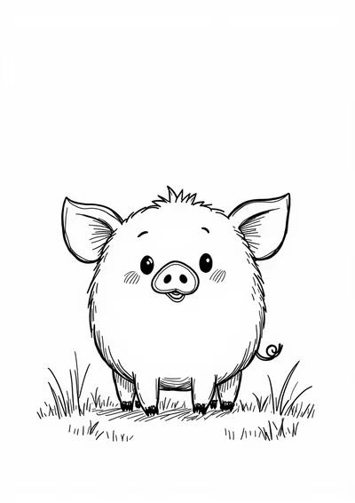 Ausmalbild Schweinchen auf der Wiese, Ausmalbild zum kostenlosen Ausdrucken