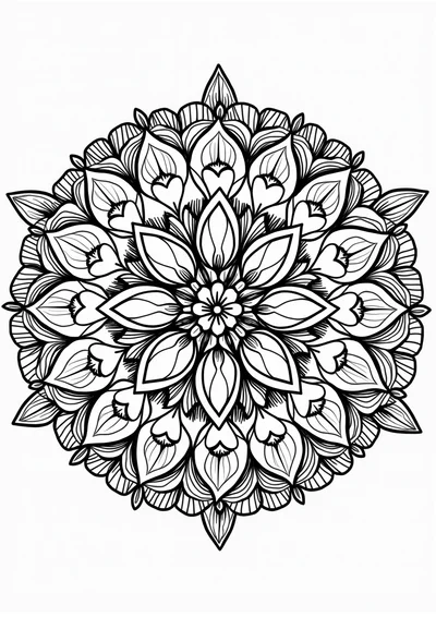 Sommerblütenmandala, Ausmalbild zum kostenlosen Ausdrucken