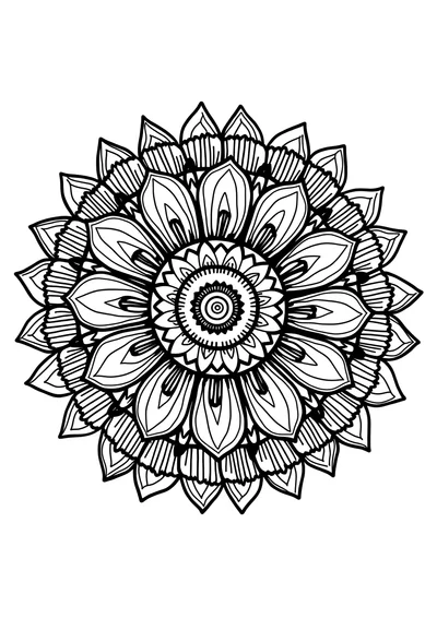 Sommermandala, Ausmalbild zum kostenlosen Ausdrucken