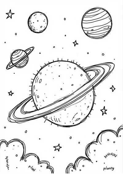Ausmalbild Sonnensystem mit Planeten, Ausmalbild zum kostenlosen Ausdrucken