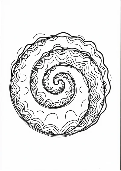 Ausmalbild Spirale mit Wellen, Ausmalbild zum kostenlosen Ausdrucken