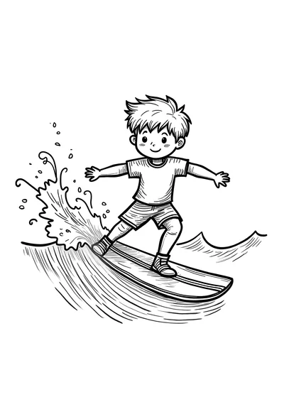 Ausmalbild Surferin auf einer Welle, Ausmalbild zum kostenlosen Ausdrucken