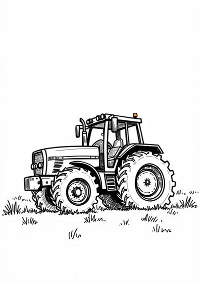 Ausmalbild Traktor auf dem Feld, Ausmalbild zum kostenlosen Ausdrucken