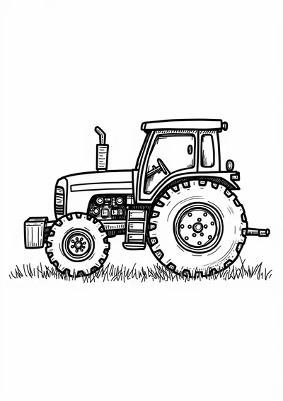 Traktor auf dem Bauernhof, Ausmalbild zum kostenlosen Ausdrucken